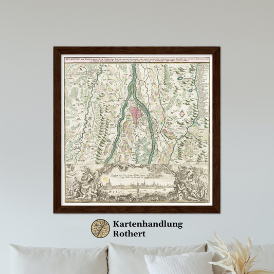 Historische Landkarte Augsburg um 1750