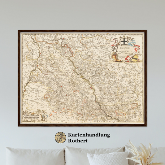 Historische Landkarte Rheinland um 1698