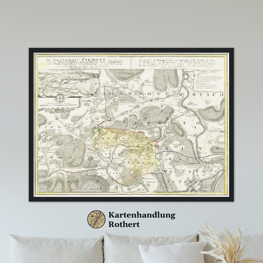 Historische Landkarte Pyrmont um 1753