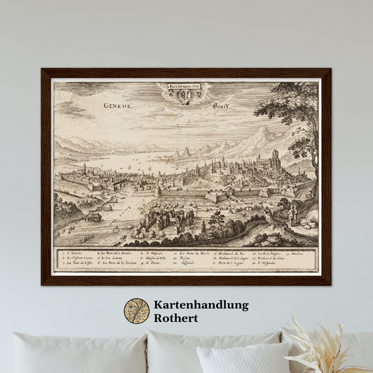 Historische Stadtansicht Genf um 1650