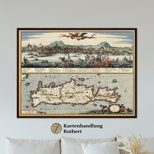 Historische Landkarte Kreta um 1668