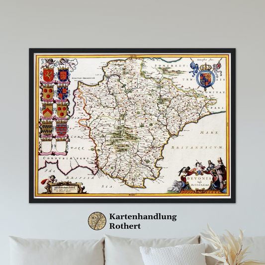 Historische Landkarte Devon um 1646