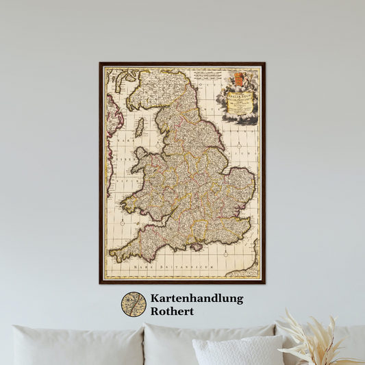 Historische Landkarte England um 1698