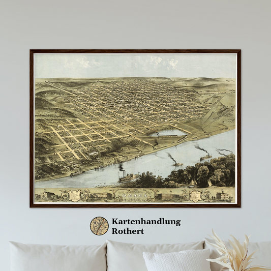 Historische Stadtansicht Omaha um 1868