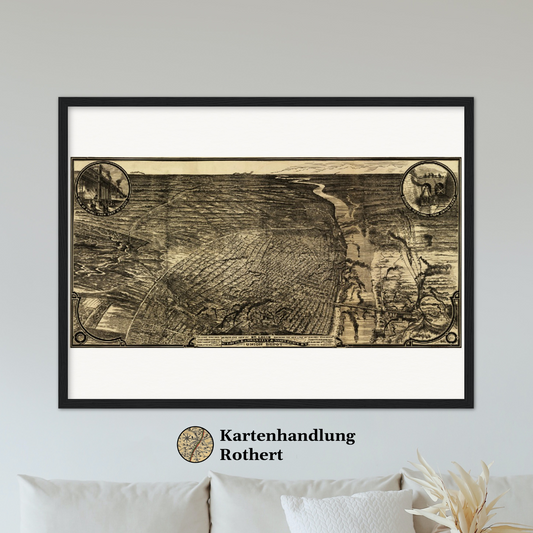 Historical city map  Test product horizontal 3 sizes