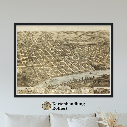 Historische Stadtansicht Knoxville um 1871