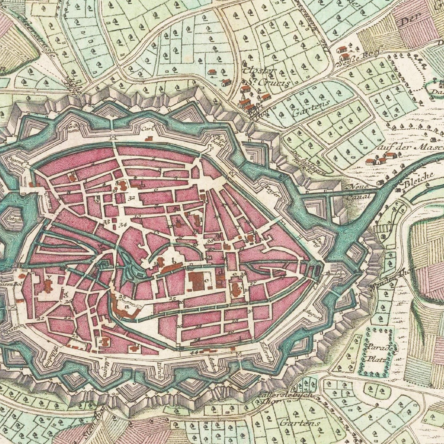 Historischer Stadtplan Braunschweig um 1750