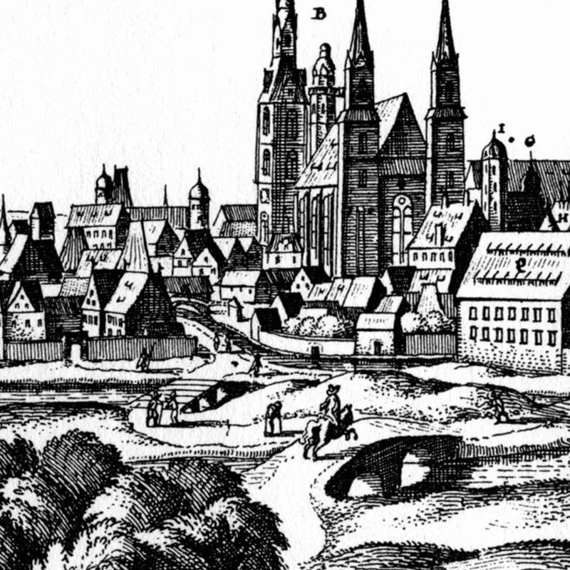 Historische Stadtansicht Halle (Saale) um 1653