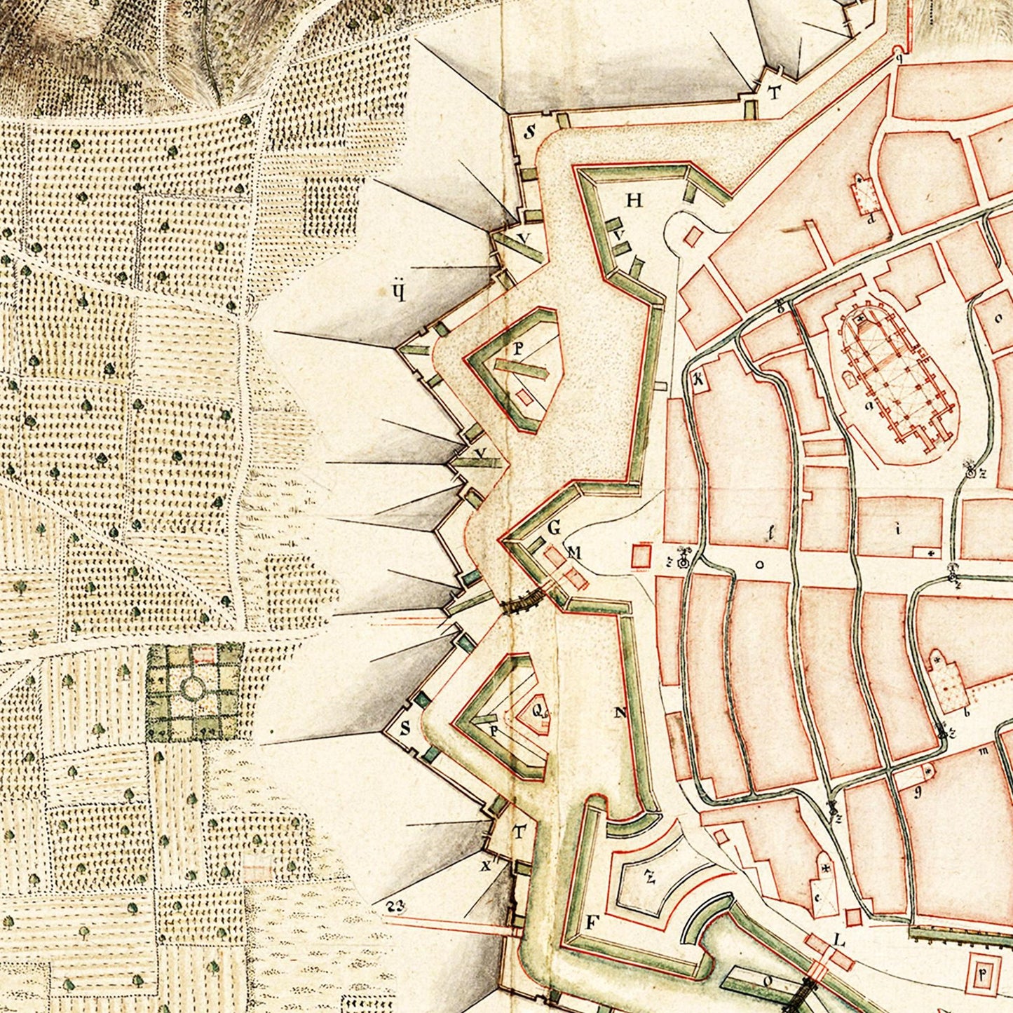 Historischer Stadtplan Freiburg im Breisgau um 1698