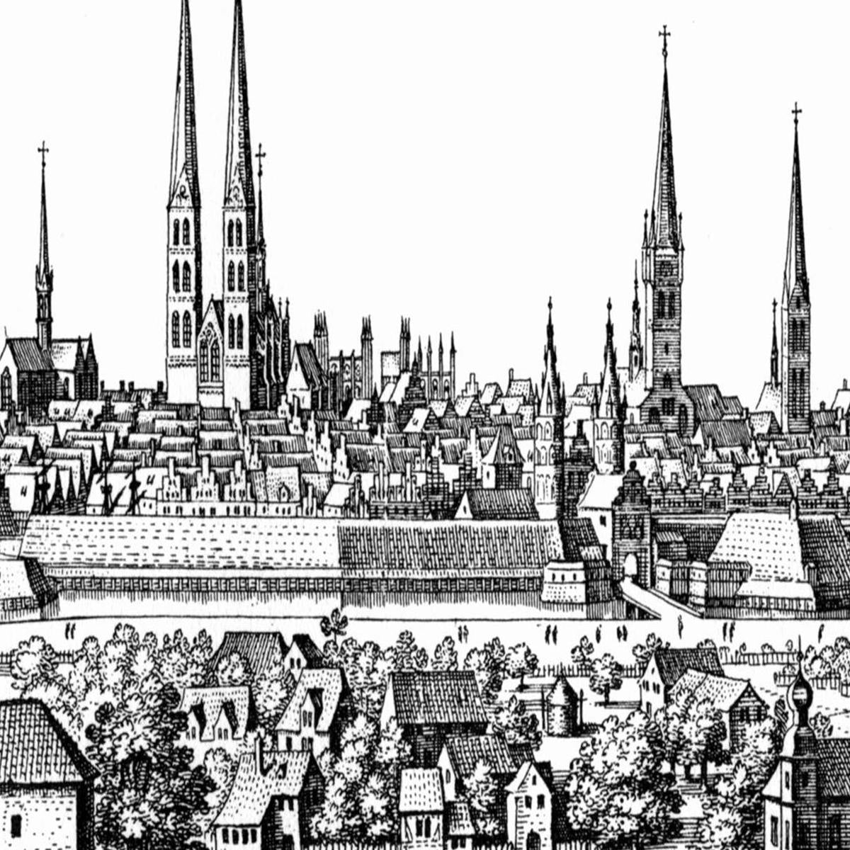 Historische Stadtansicht Lübeck um 1641