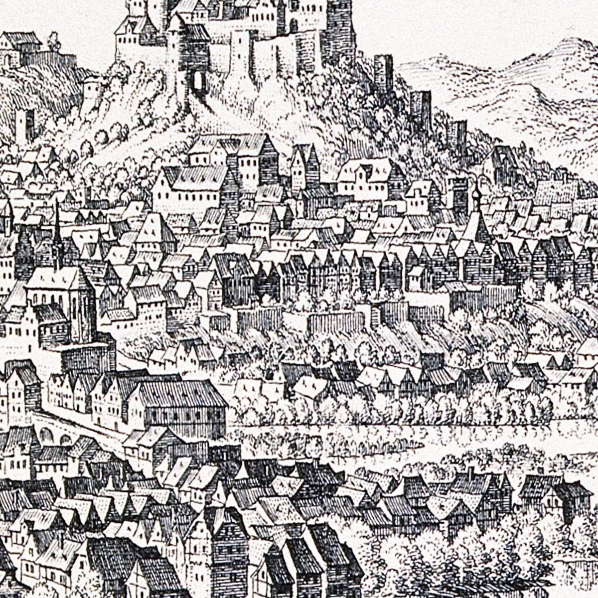Historische Stadtansicht Marburg um 1646