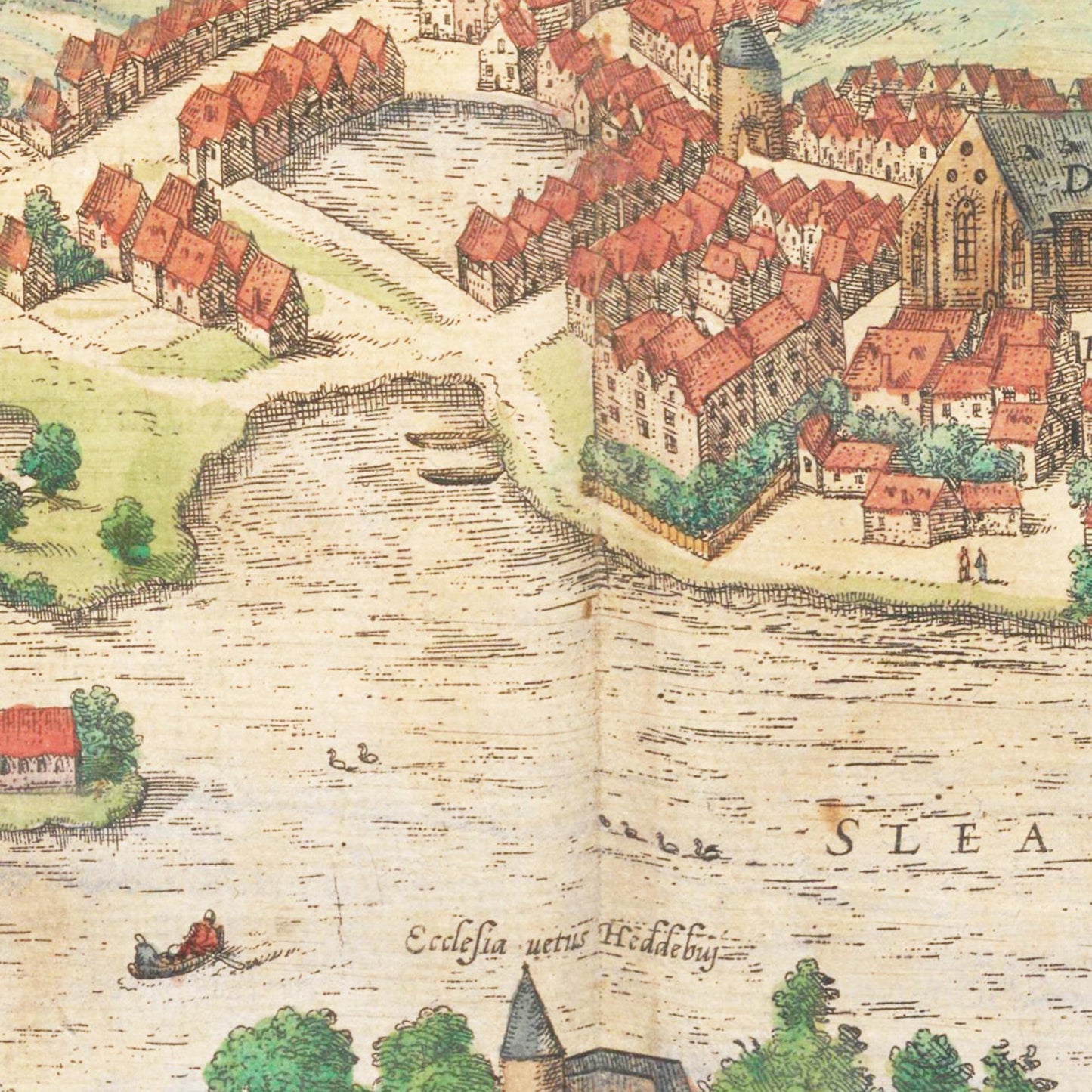 Historische Stadtansicht Schleswig um 1592