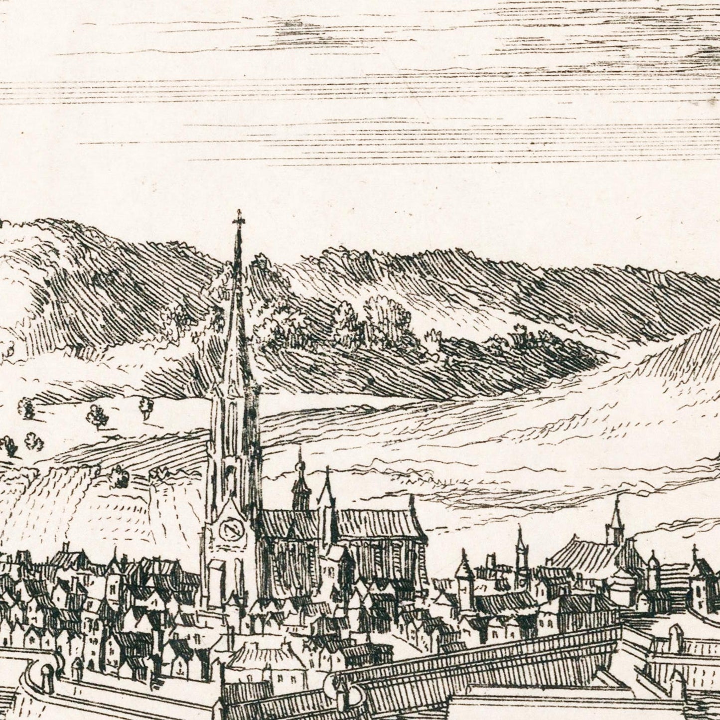 Historische Stadtansicht Freiburg im Breisgau um 1695