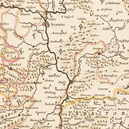 Historische Landkarte Franken um 1698