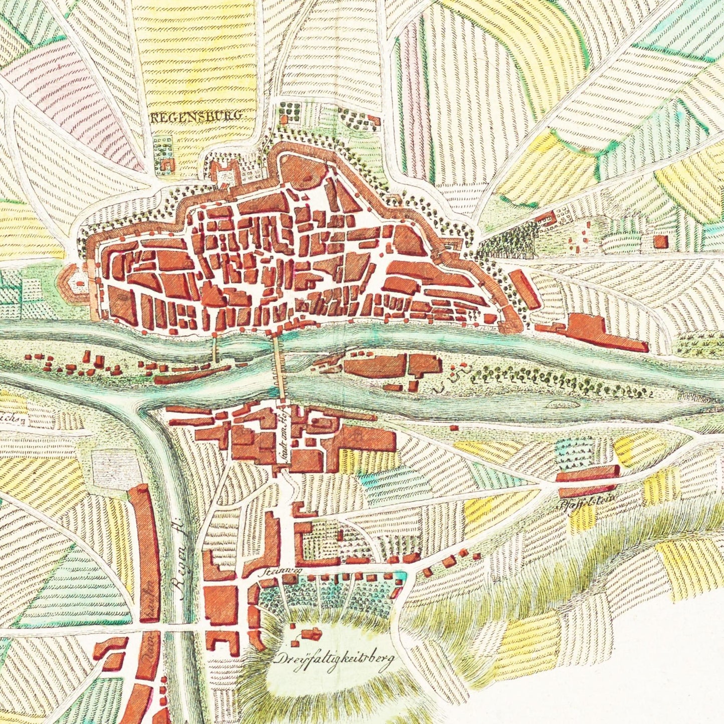 Historische Landkarte Regensburg um 1801