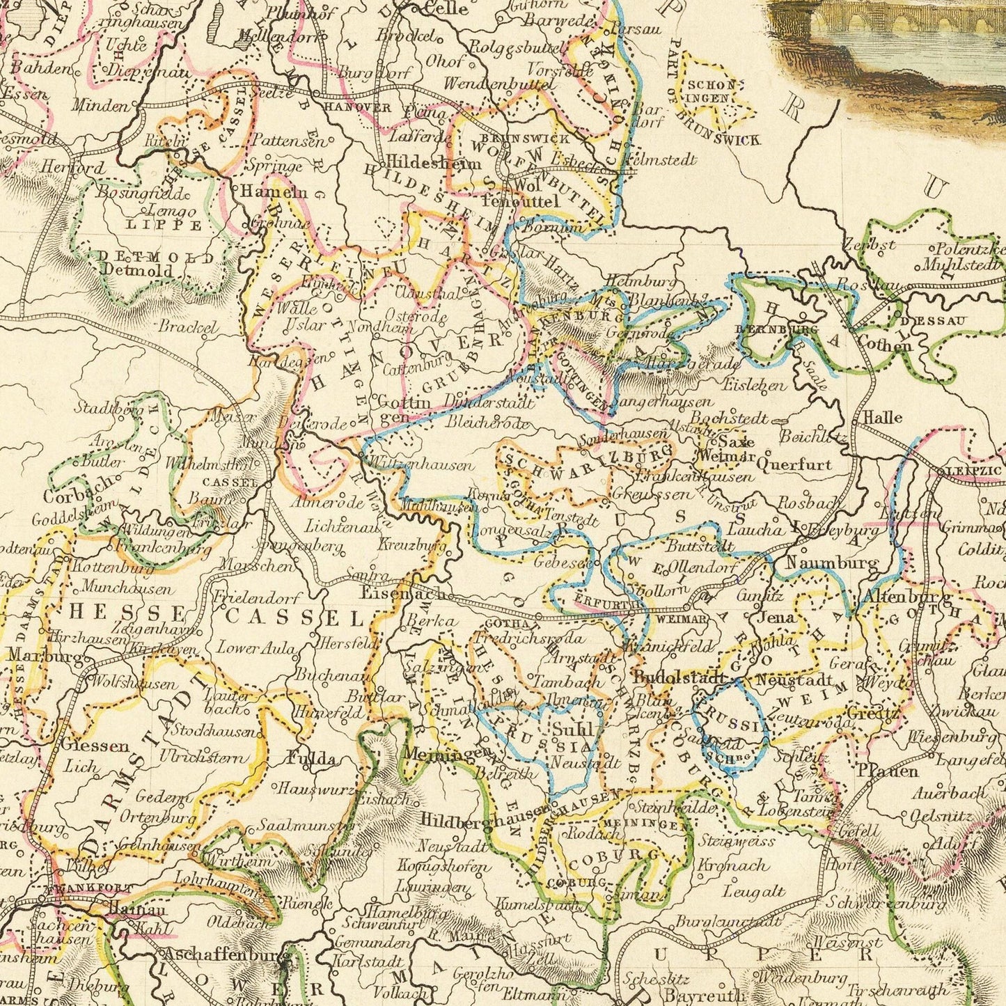 Historische Landkarte Deutschland um 1851