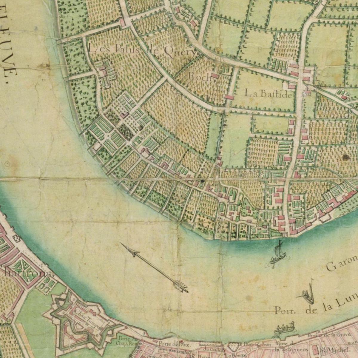 Historischer Stadtplan Bordeaux um 1717