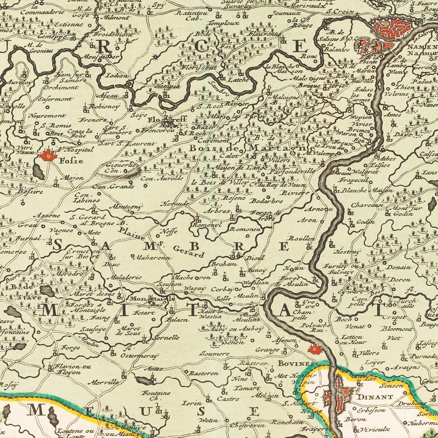 Historische Landkarte Namur um 1670