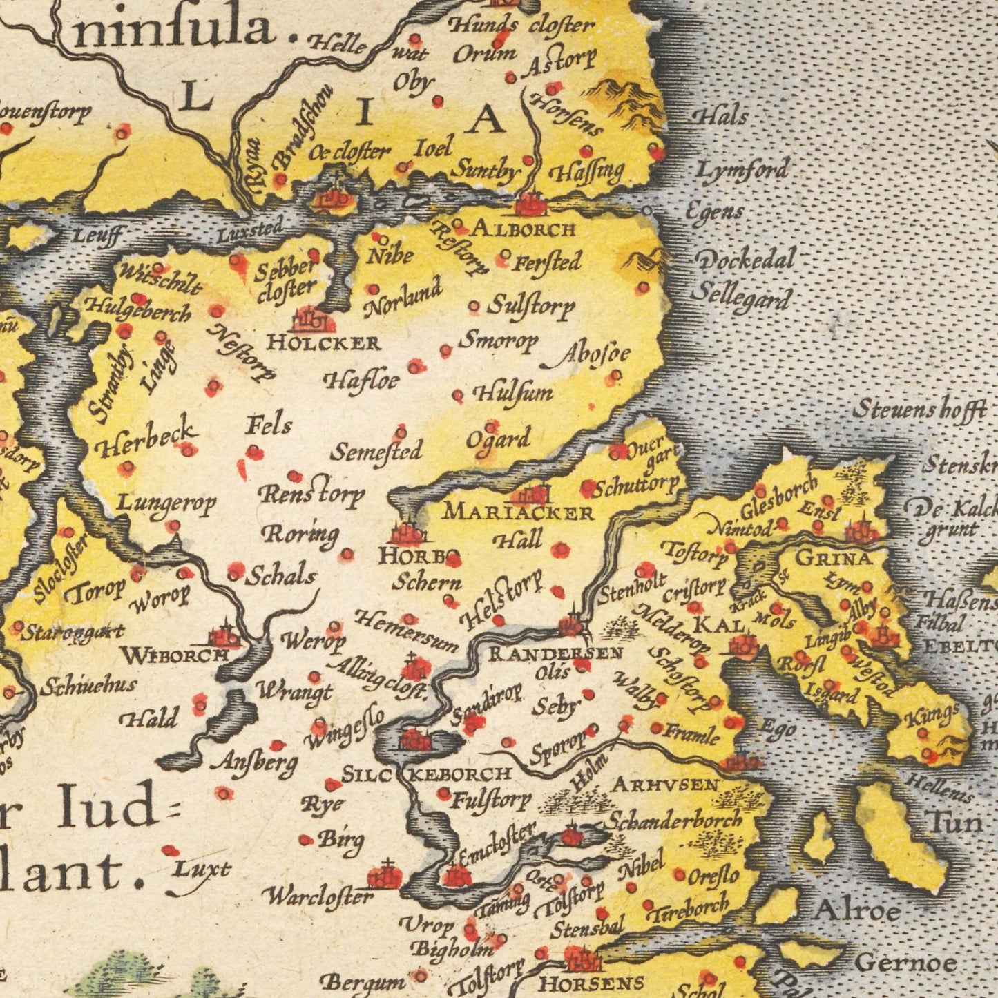 Historische Landkarte Jutland um 1609