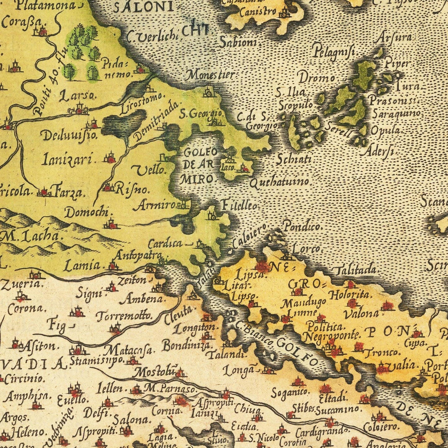 Historische Landkarte Griechenland um 1609