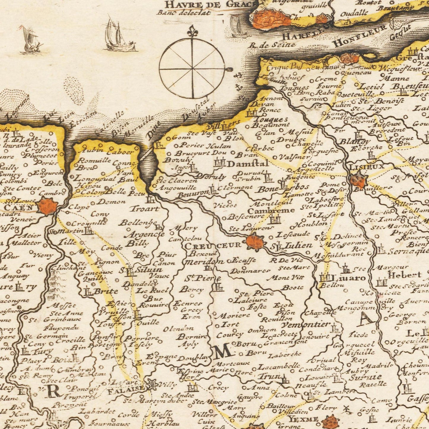 Historische Landkarte Normandie um 1698