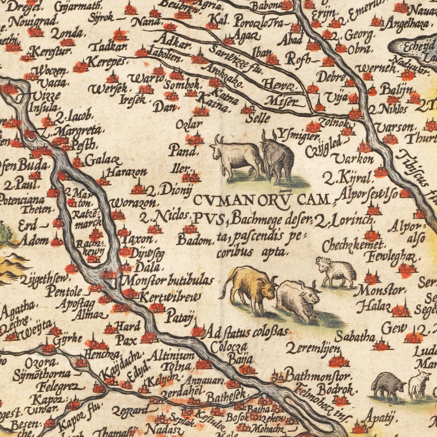Historische Landkarte Ungarn um 1609