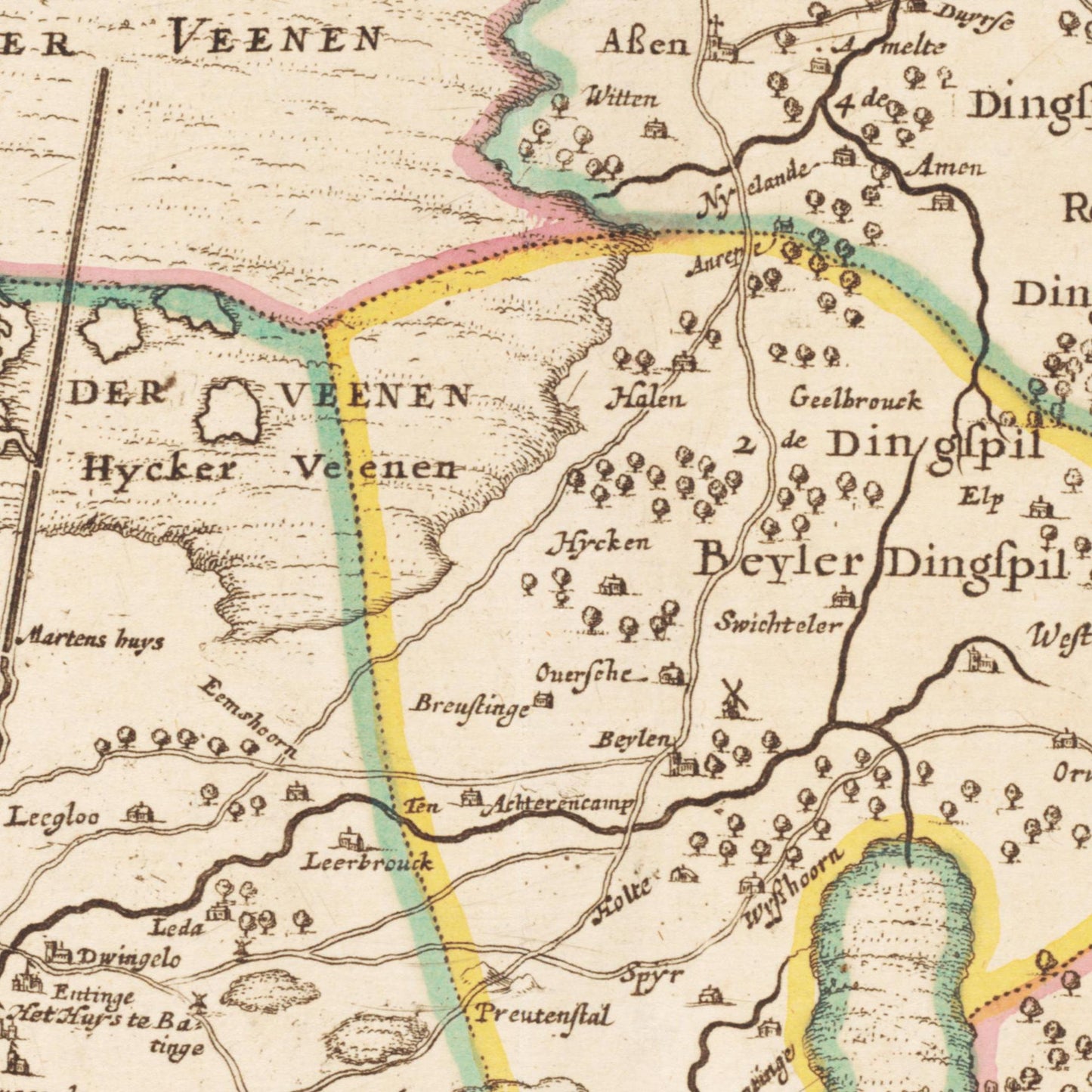 Historische Landkarte Provinz Drenthe um 1775