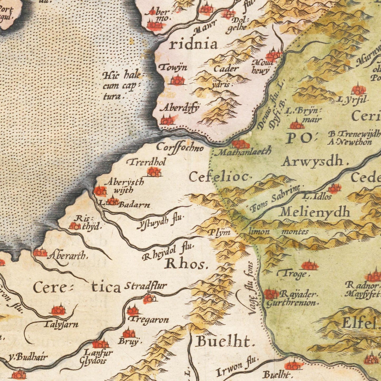Historische Landkarte Wales um 1609