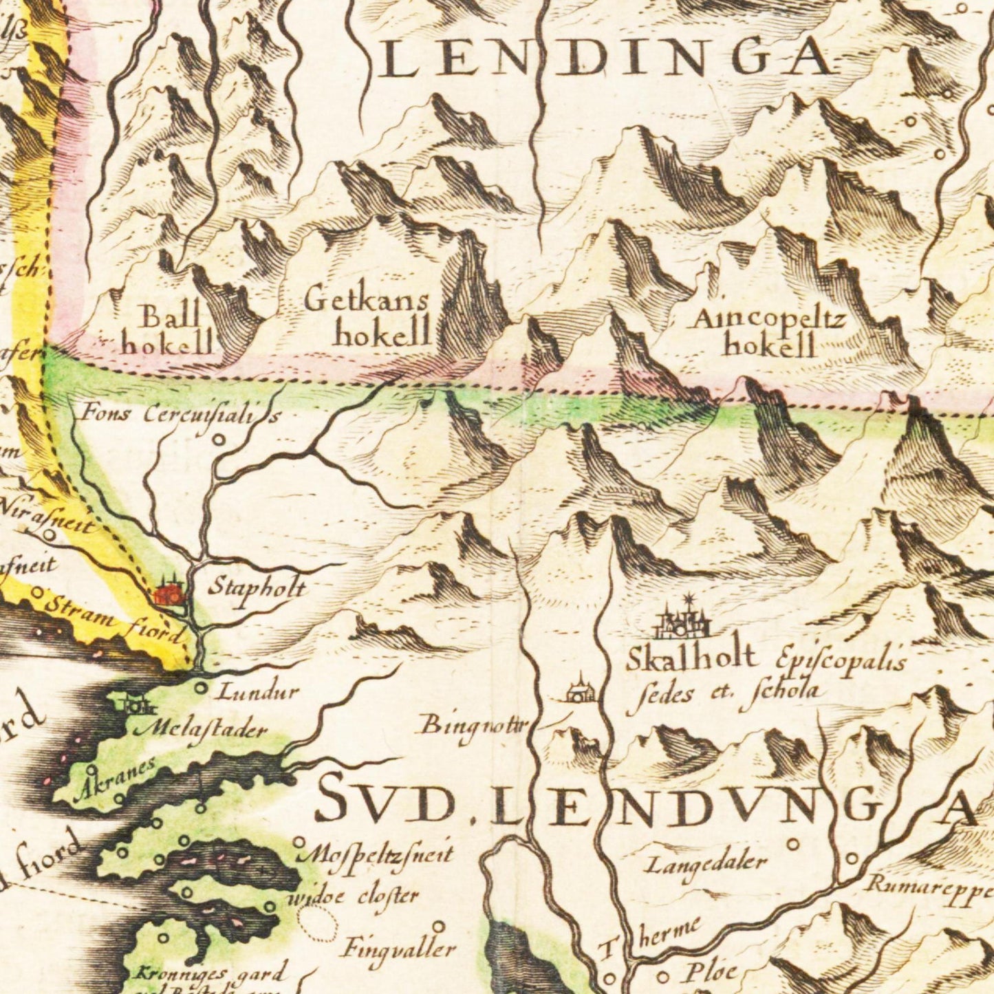 Historische Landkarte Island um 1635