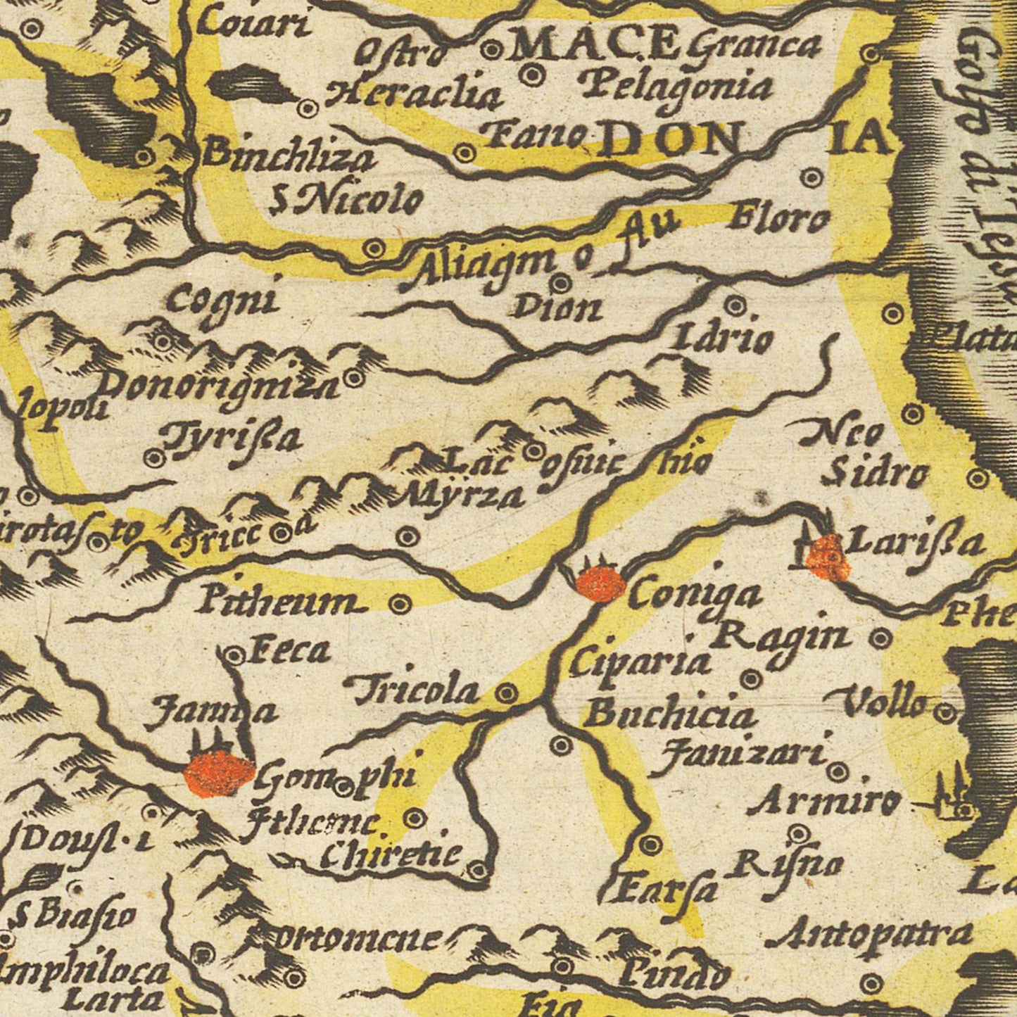 Historische Landkarte Mazedonien um 1609