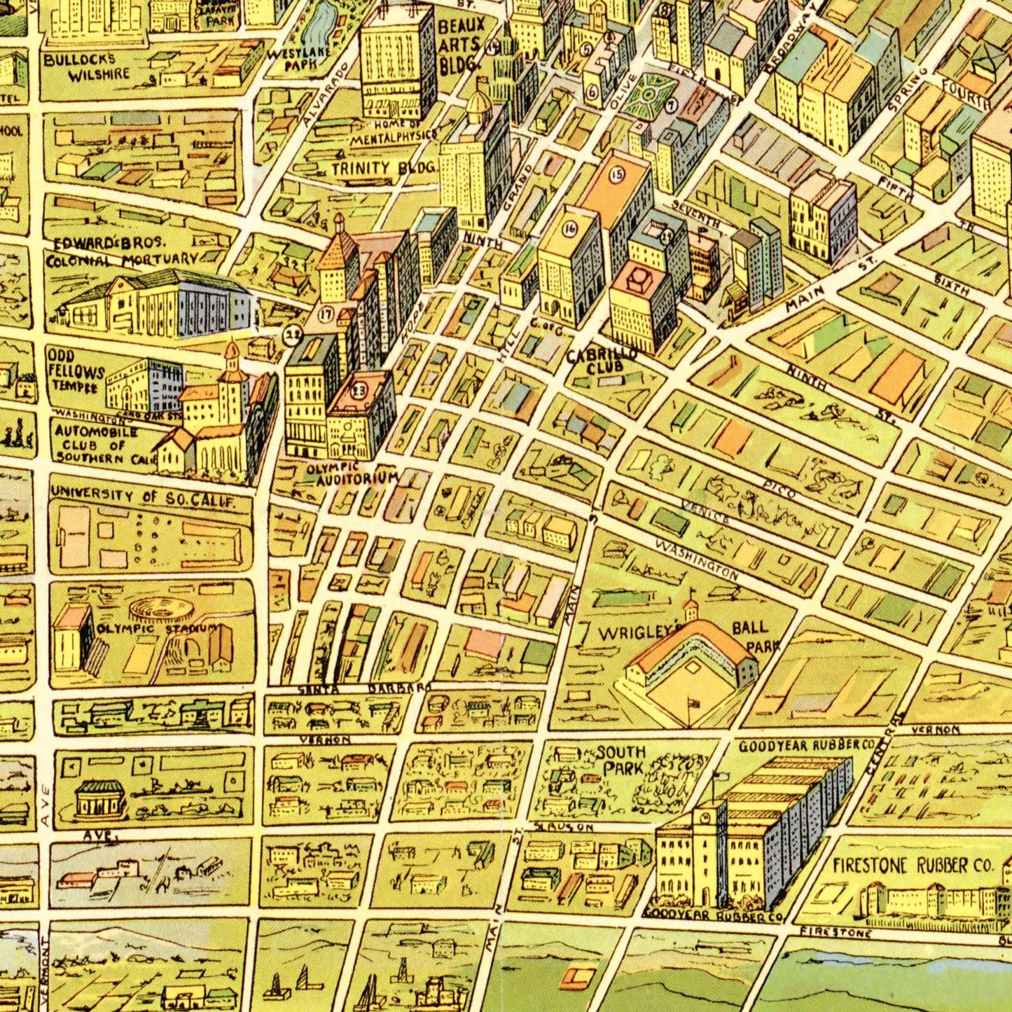 Historische Stadtansicht Greater Los Angeles um 1932