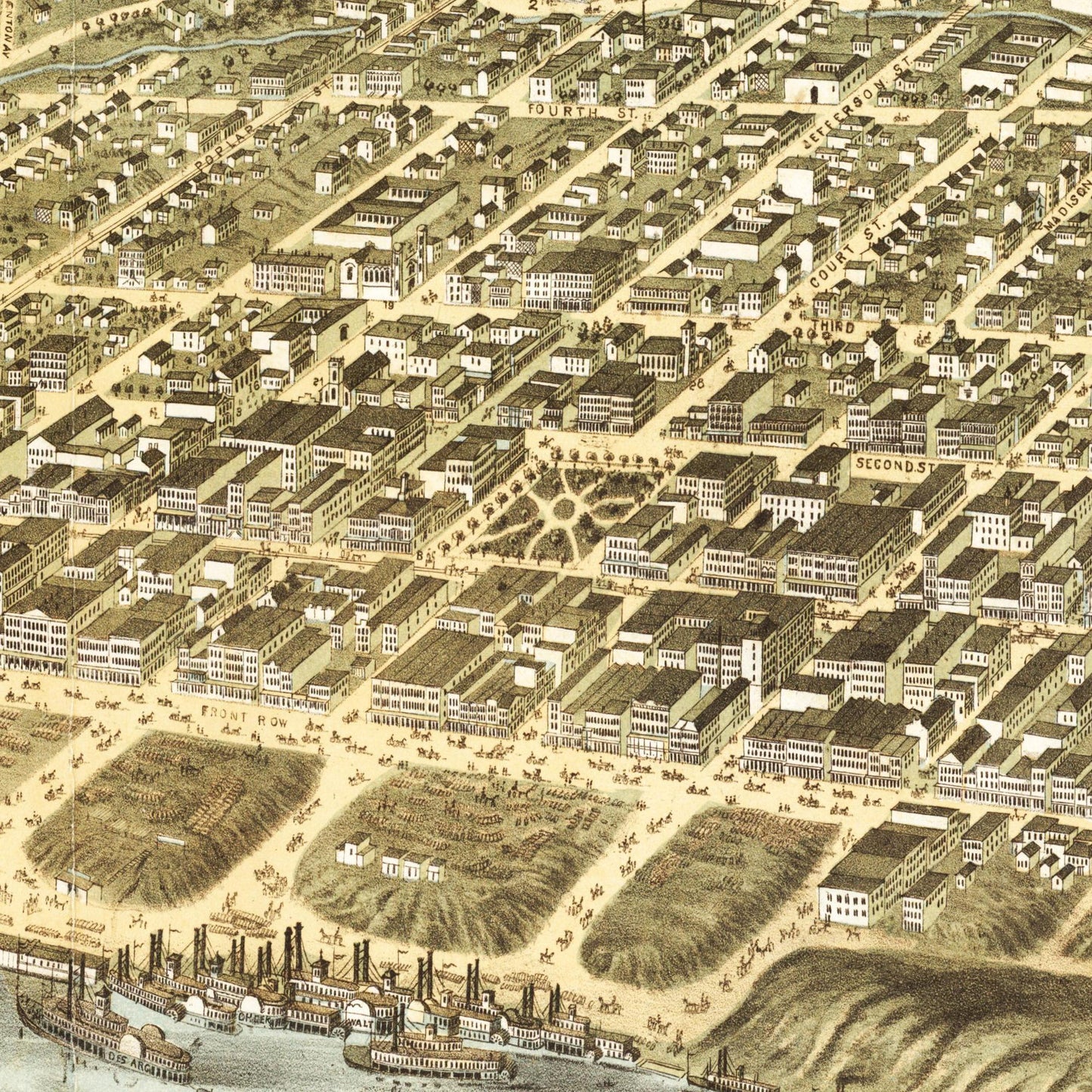 Historische Stadtansicht Memphis um 1870
