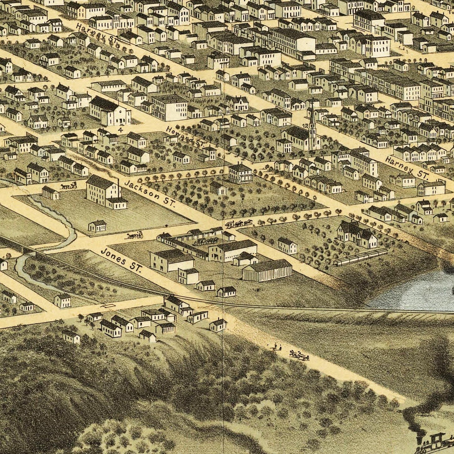 Historische Stadtansicht Omaha um 1868