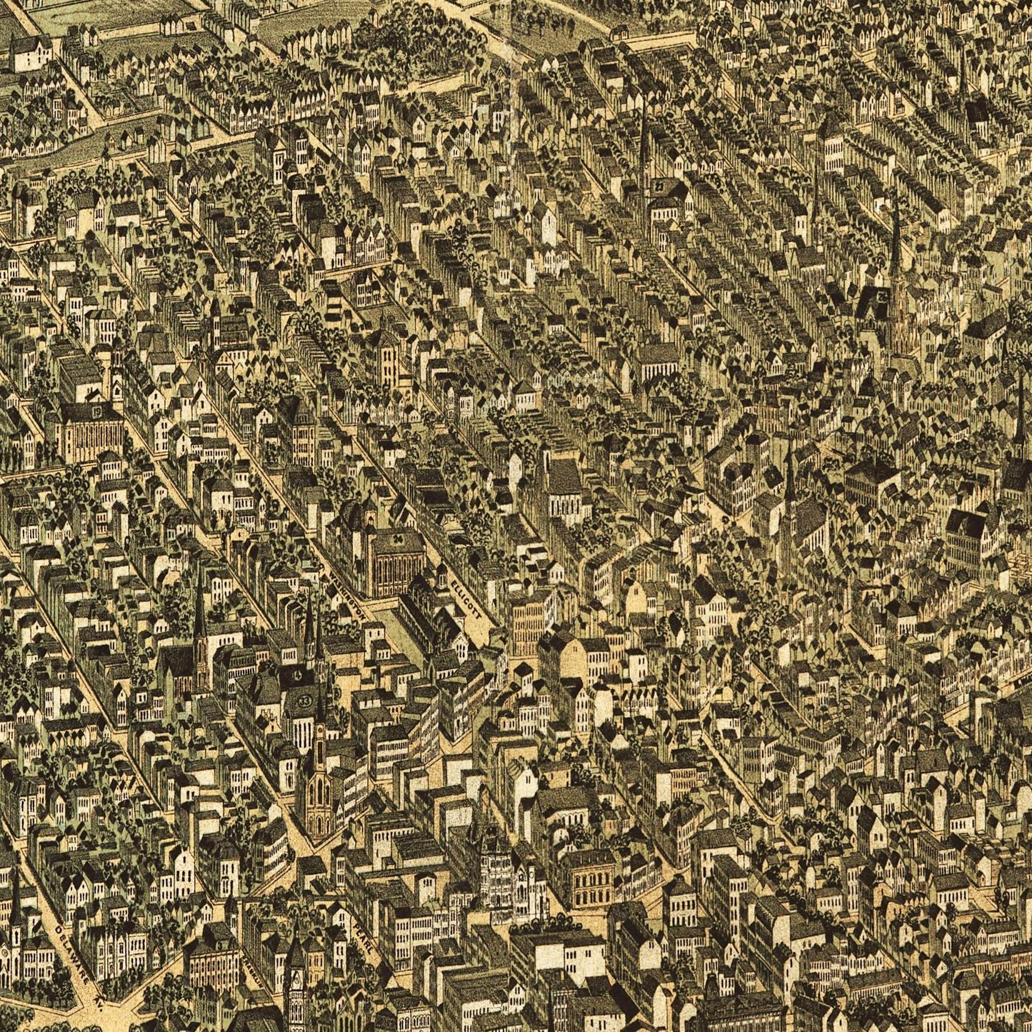 Historische Stadtansicht Buffalo um 1880