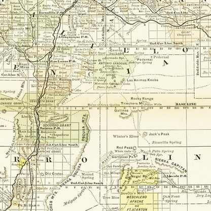 Historische Landkarte New Mexico um 1882