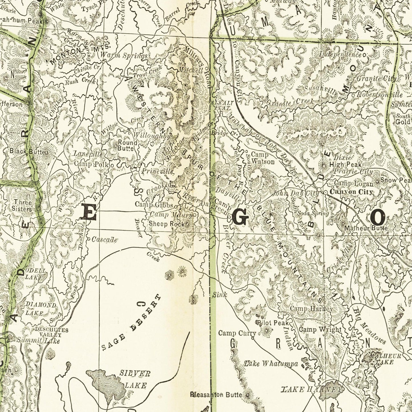 Historische Landkarte Oregon um 1882
