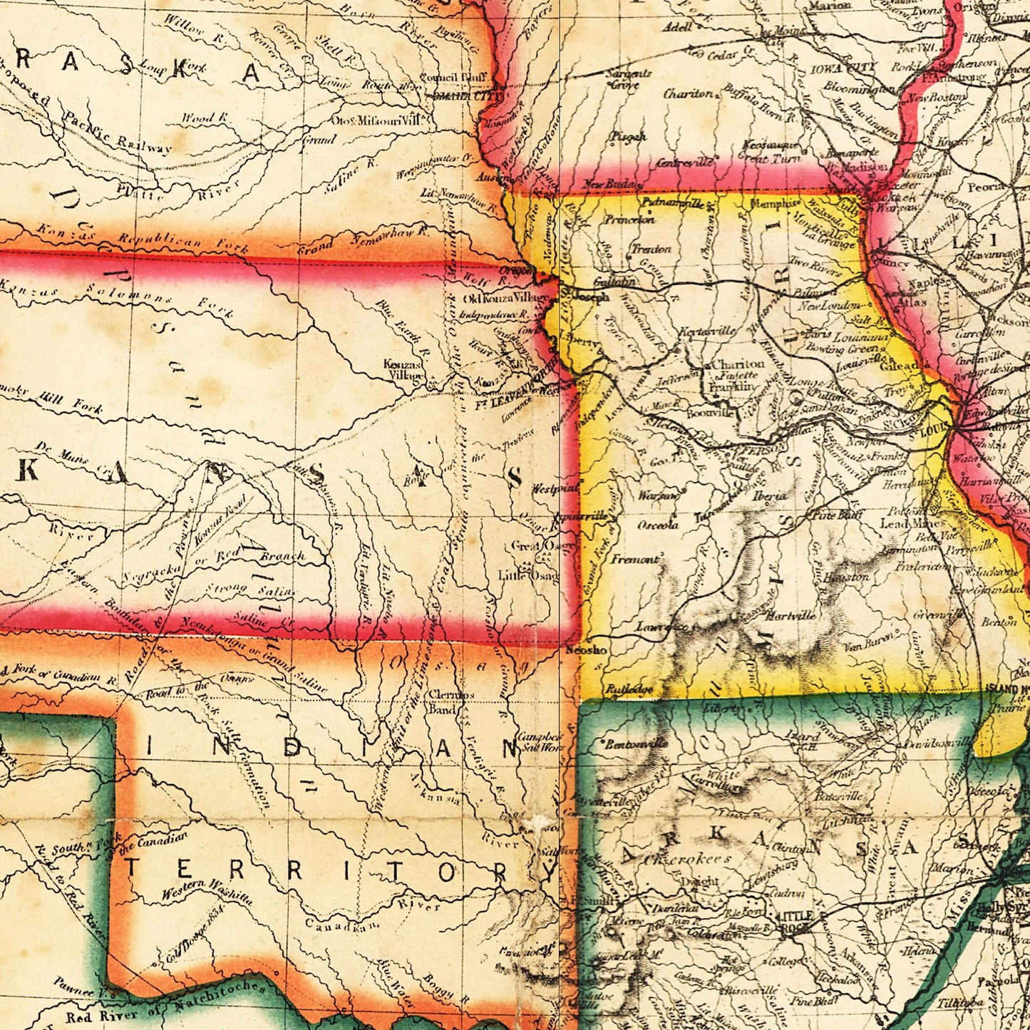 Historische Landkarte USA um 1863