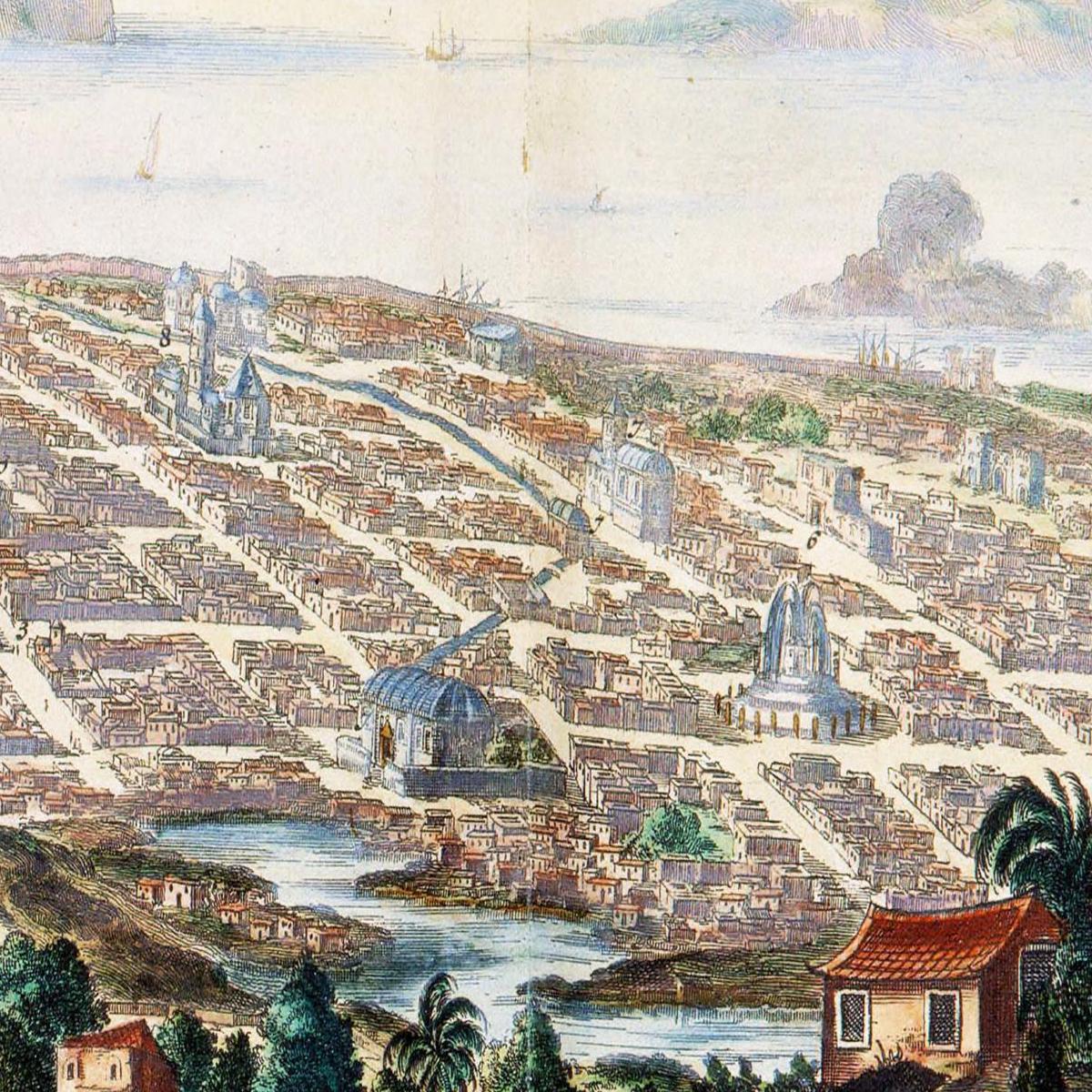 Historischer Stadtansicht Mexiko-Stadt um 1690