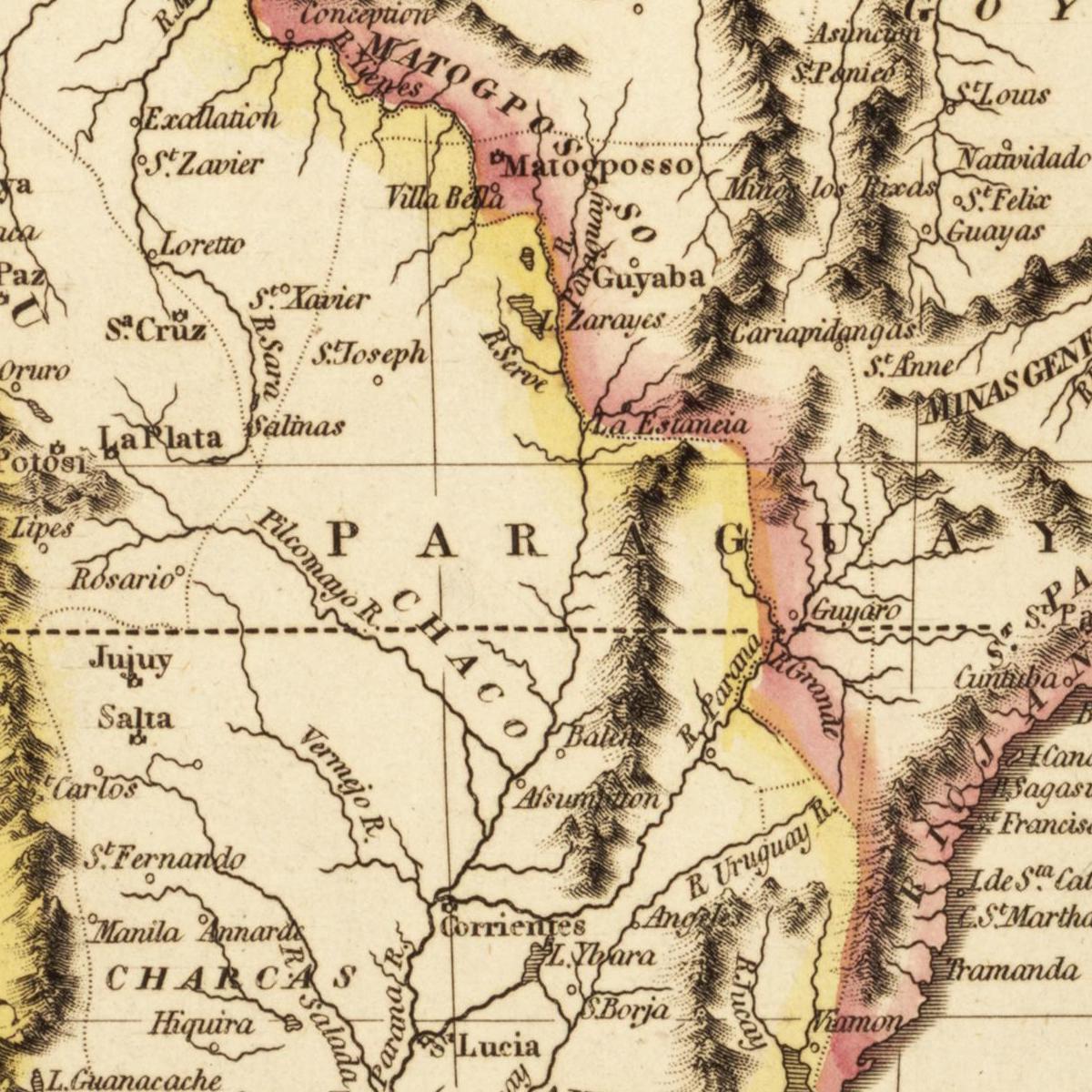 Historische Landkarte Südamerika um 1825