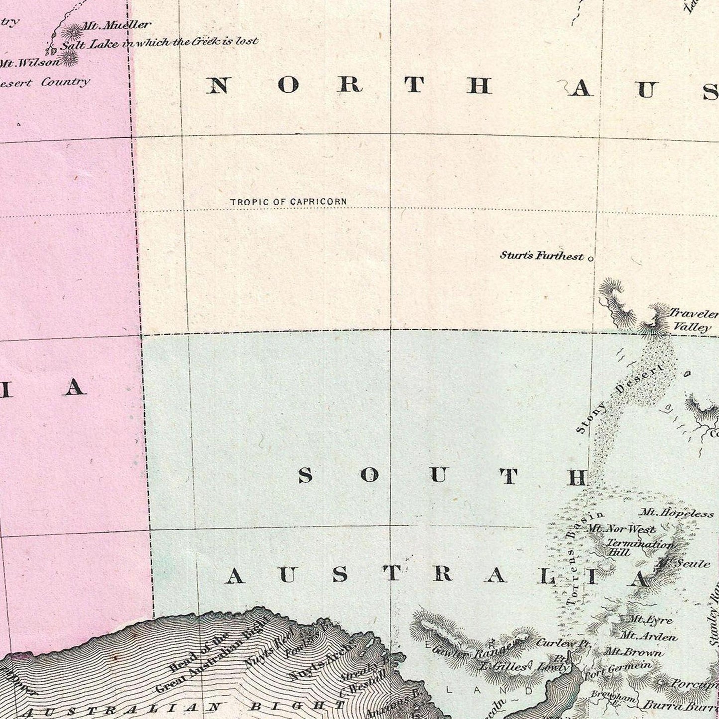 Historische Landkarte Australien um 1861