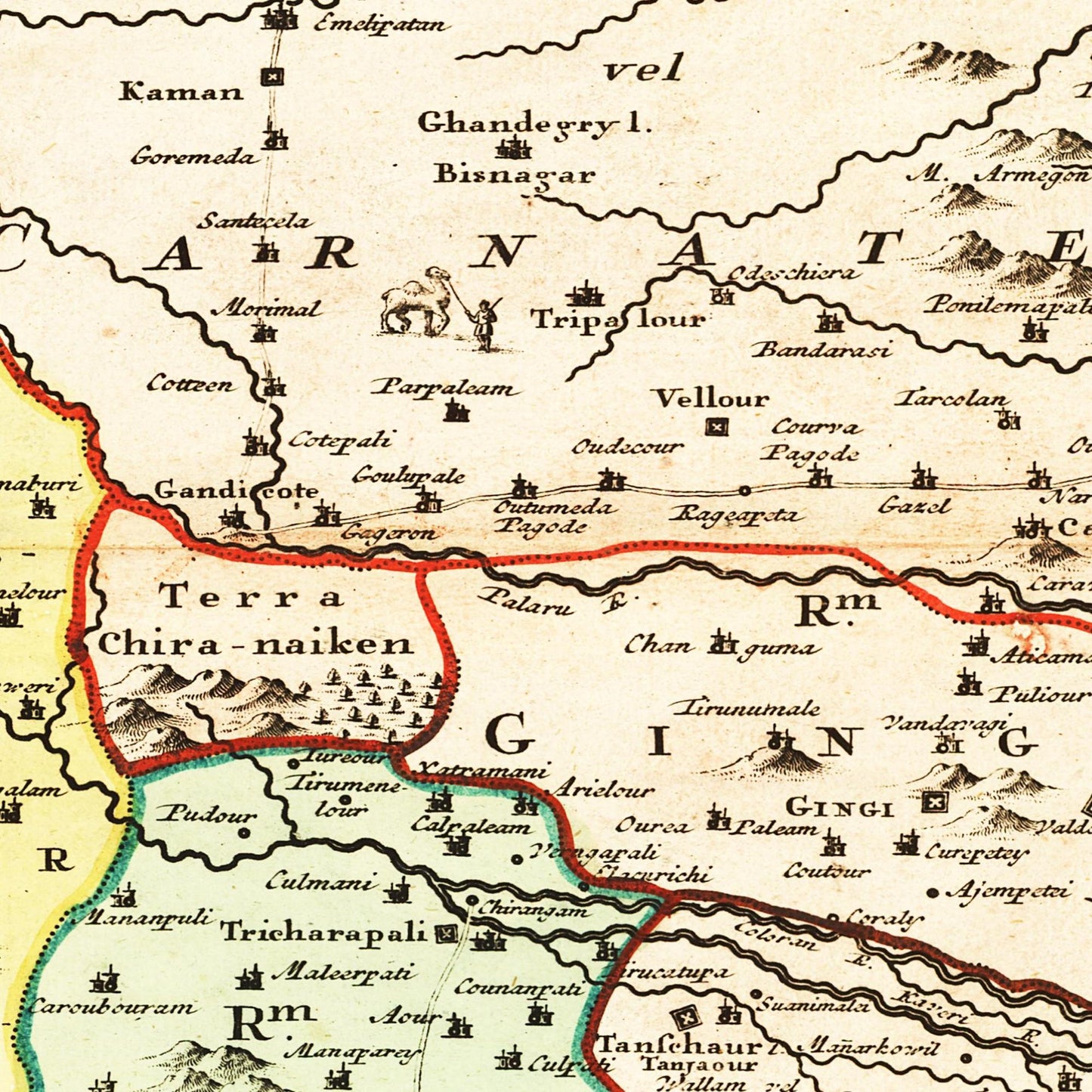Historische Landkarte Indien um 1750