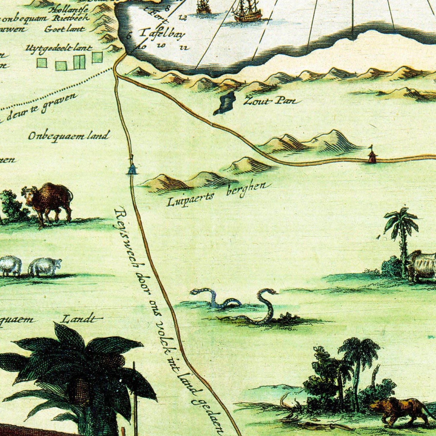Historische Landkarte Kap der Guten Hoffnung um 1690