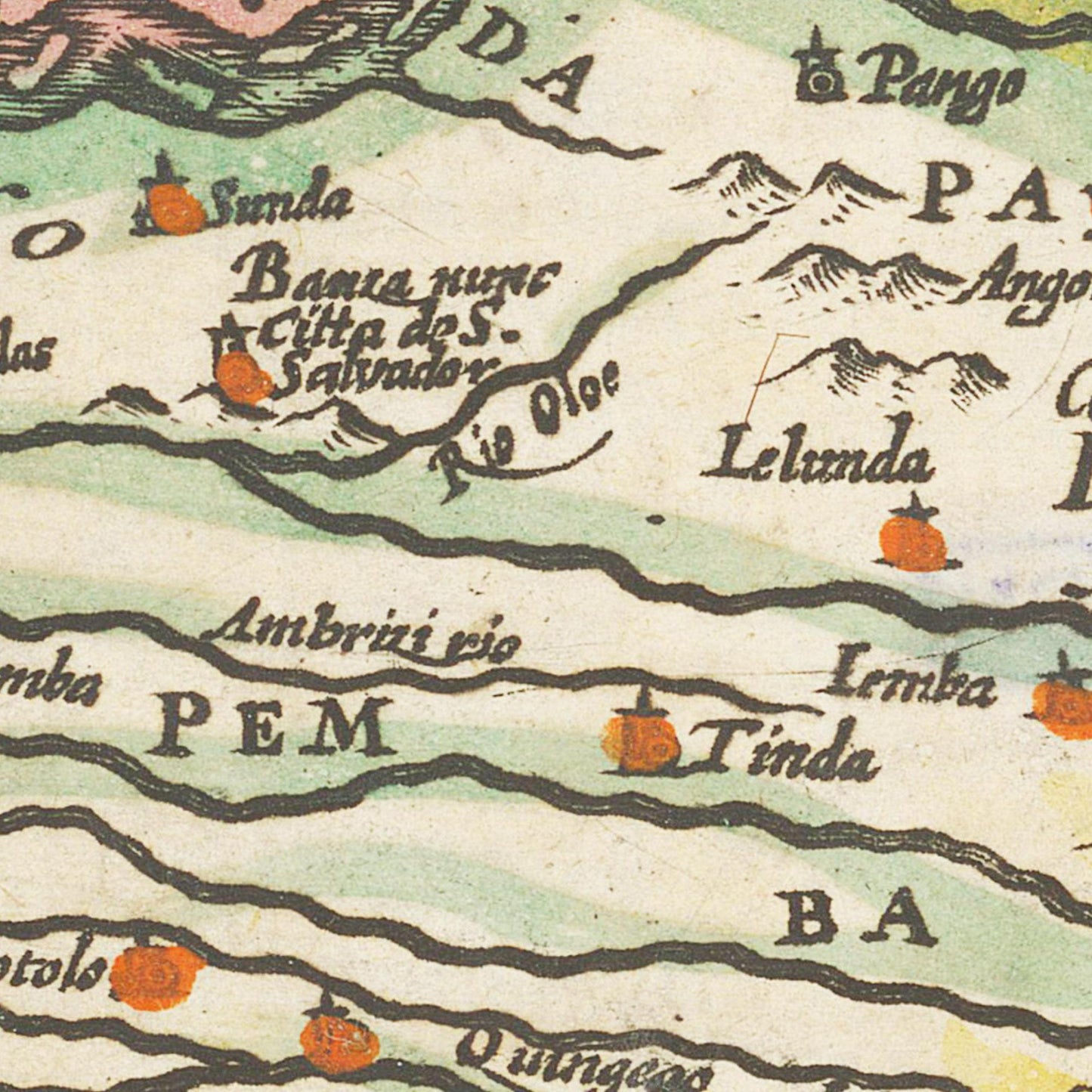 Historische Landkarte Kongo um 1609