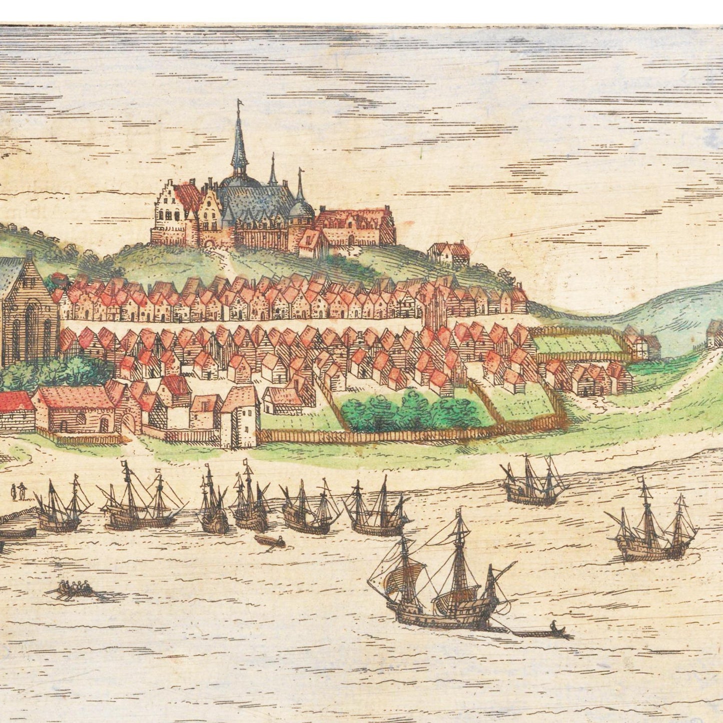 Historische Stadtansicht Flensburg um 1592