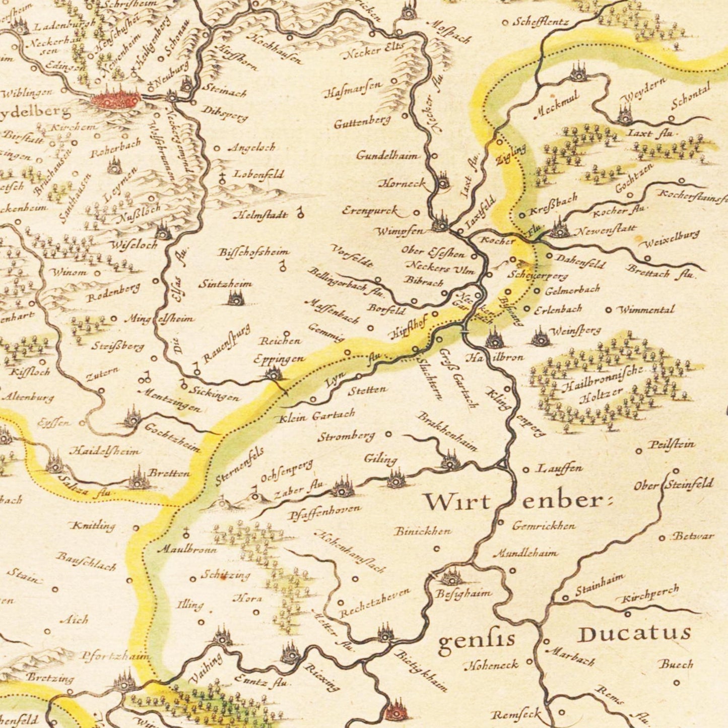 Historische Landkarte Pfalz um 1635
