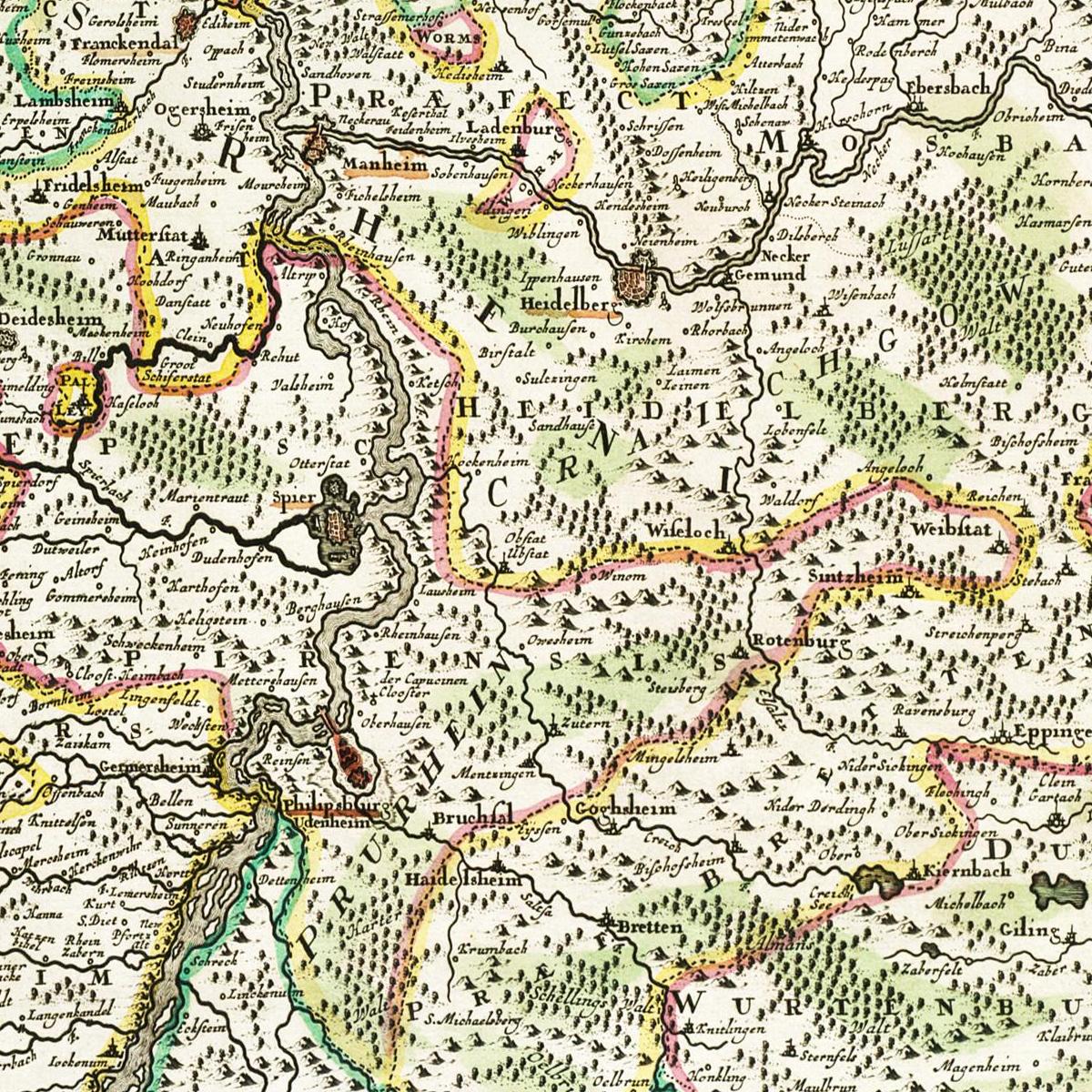 Historische Landkarte Pfalz um 1700