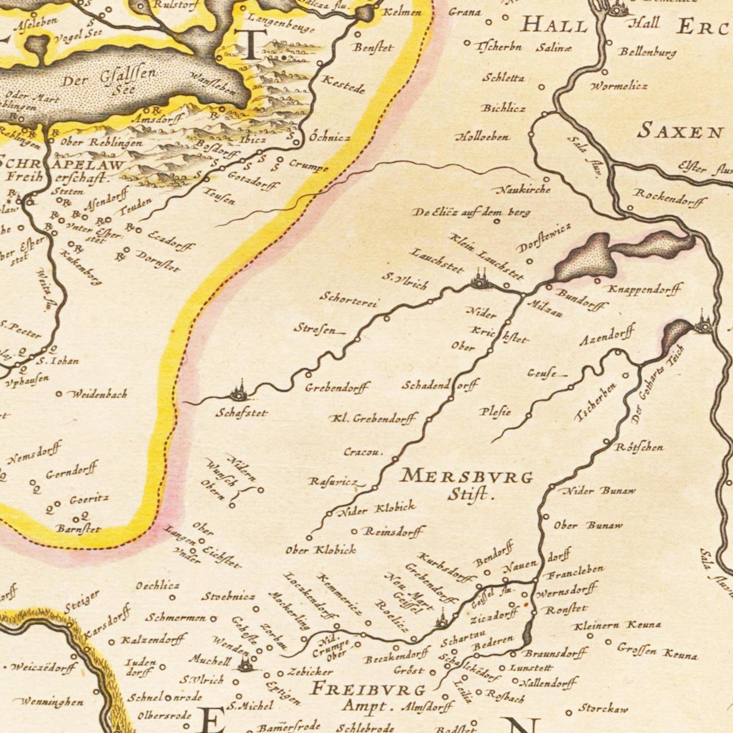 Historische Landkarte Mansfeld um 1635