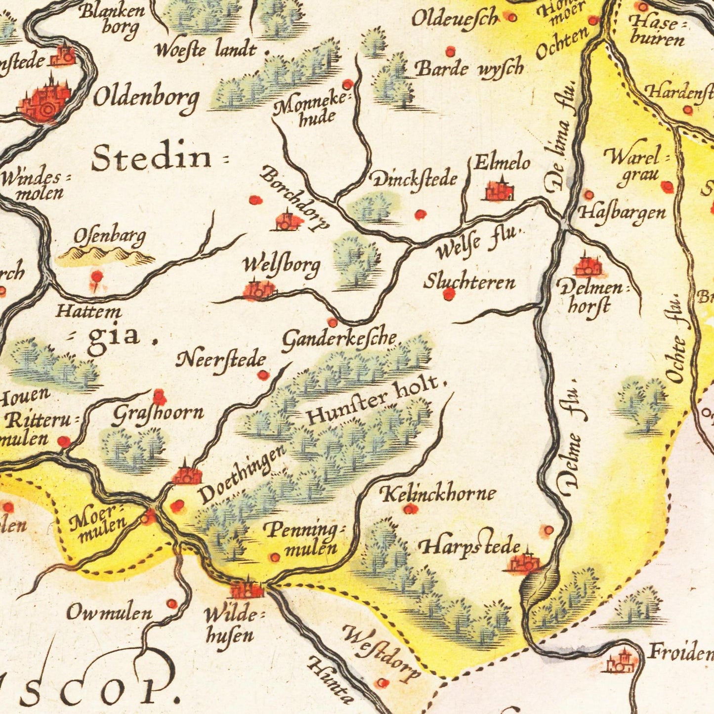 Historische Landkarte Oldenburg um 1609