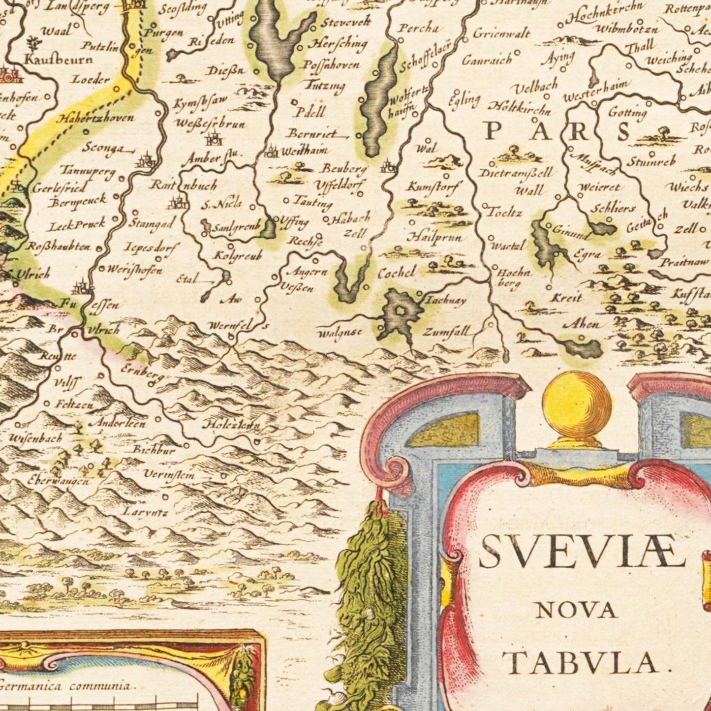 Historische Landkarte Schwaben um 1635