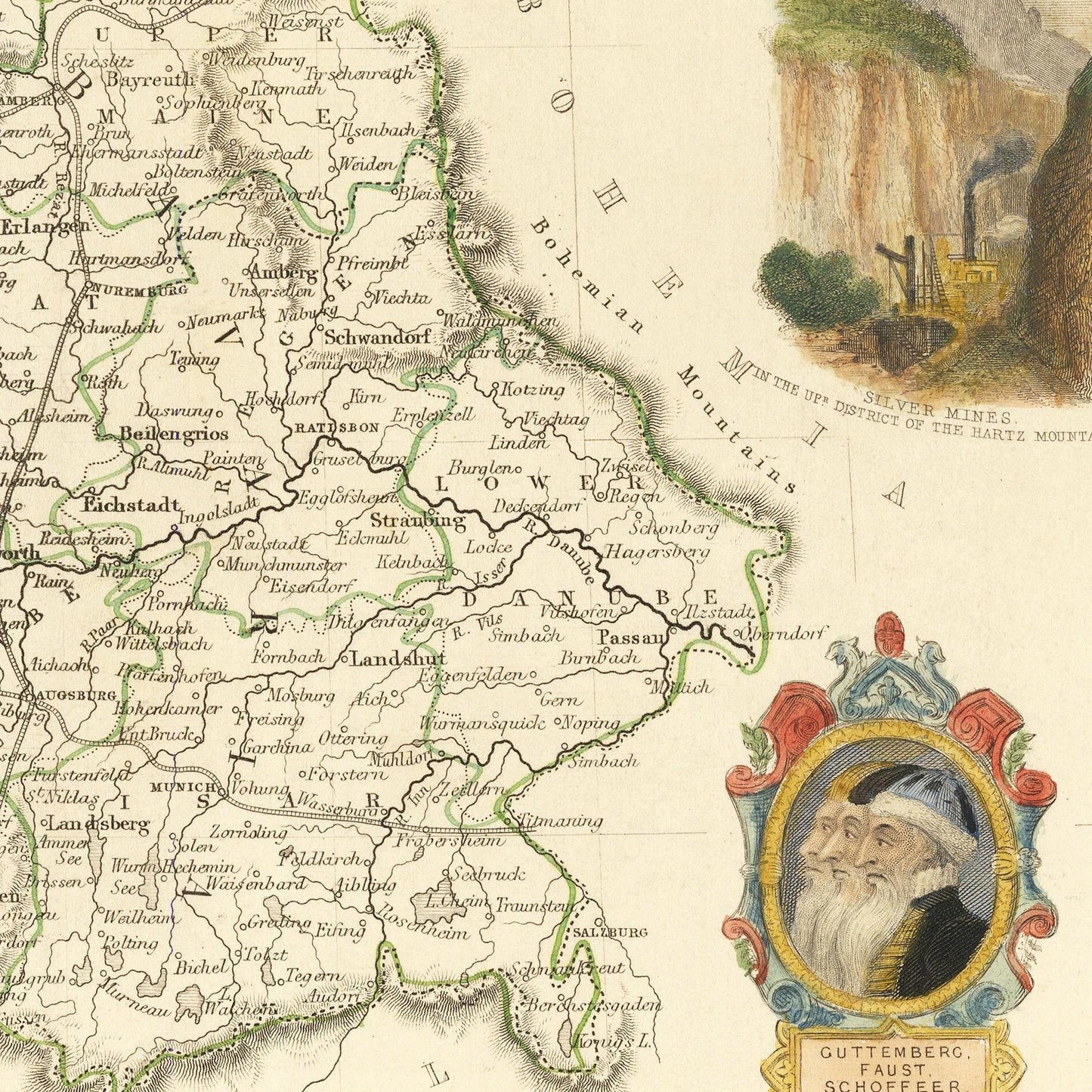 Historische Landkarte Deutschland um 1851